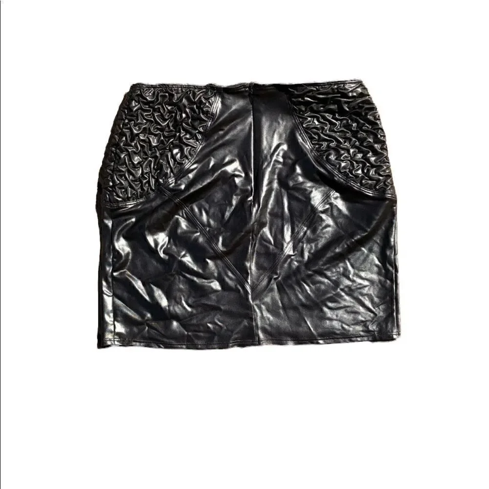 PATRICE CATANZARO FRANCE Wet Look Black “Terry Skirt” Size Medium